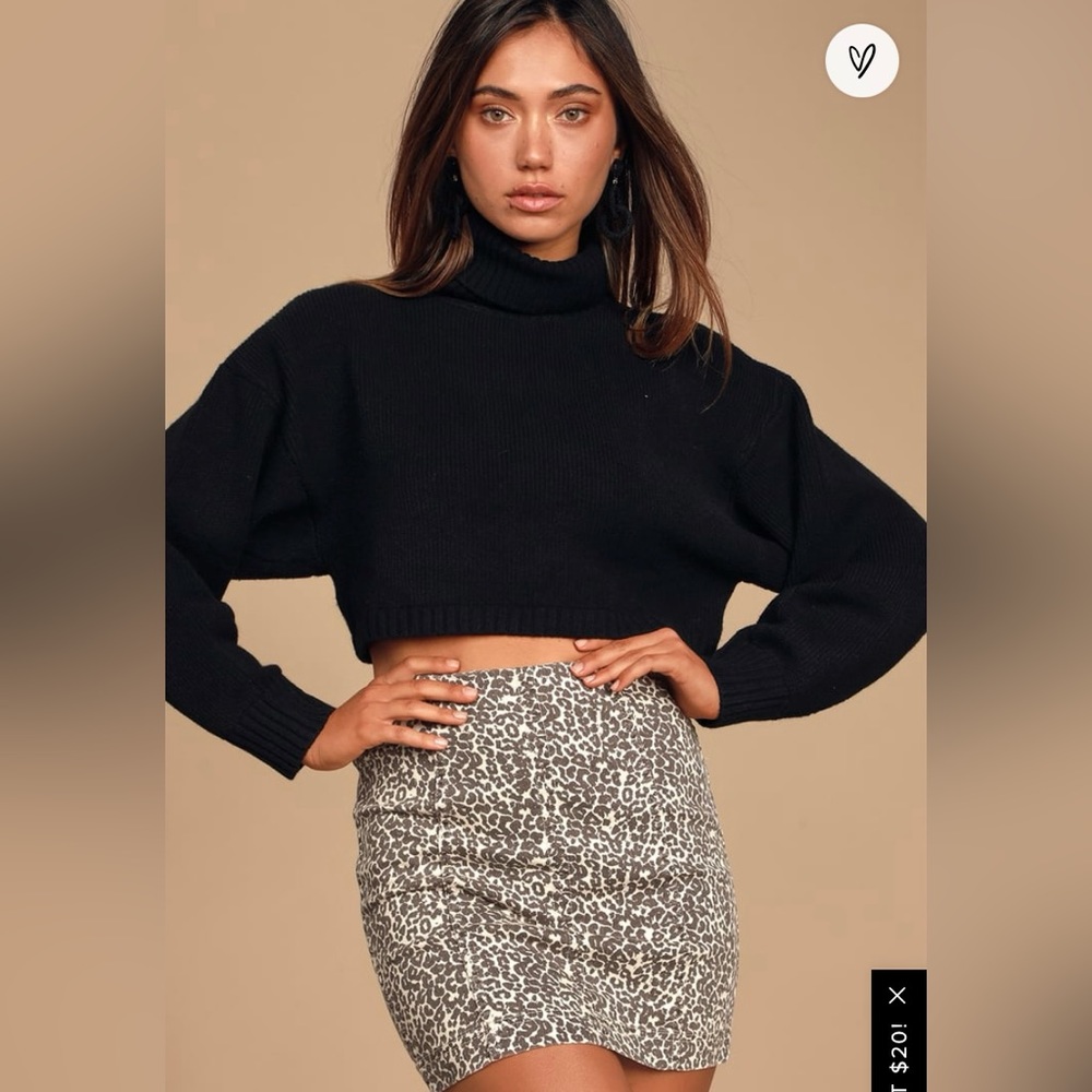 FREE PEOPLE Modern Femme Novelty Denim Mini Skirt in Leopard Print Size 4